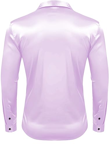 Image of IndoPrimo Men's Satin Shirt with Spread Collar Neck Line Solid Pattern Full Sleeves Regular Fit Western Style and Standard Length
