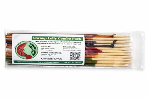 Shrimptastic Aquatics Shrimp Lolly Combo Pack Cherry Shrimp Neocaridinia Food 10 Pack - 8 Inch Skewer