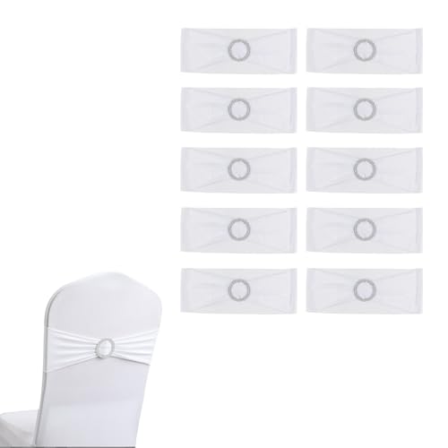 MY MIRONEY 10PCS White Spandex Stretch Chair Sashes Universal Str...