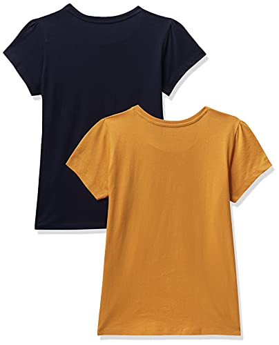 Image of Amazon Brand - Symbol Girl's Regular T-Shirt (PAG 504 Navy & Mustard 1 15-16 Years)
