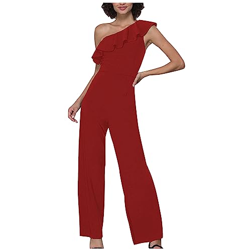 NUSGEAR Mono para Mujer, Mono Mujer Sexy Pantalones Largos Comodo Pantalón Ligeros y Cómodos Pantalon Fiesta Vacaciones de Color Liso