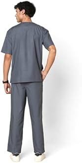 Knya Active Men's 5-Pocket Scrub Suit | Set of Top & Bottom | Half Sleeves | V Neck | Breathable Fabric | Comfortable | Durable | Uniform for Doctors, Nurses and Dentists