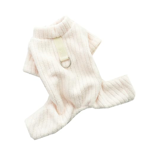 Morycat犬服 つなぎ もこもこ Dカン ロンパース 半袖 ハーネス ?色 春秋冬 厚手 柔らかいサンゴの4本足の プルオーバー 防寒 ドッグウエア パジャマ 抜け毛対策 寝間着 暖かい 着脱簡単 お出掛け 小中型犬 (ホワイト,XL)