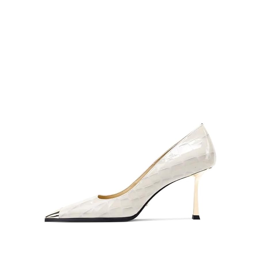 Amazon.com | FOWT Women Metal Sqaure Cap Toe Pumps Slip on