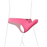 Mlovew Men Soft Stretch Long Sheath Thong Elephant Nose pouch T-back Underwear M fit waist 26-32 inches 1-pack Peach