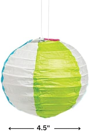 Fun Express Mini Pool Party Beach Ball Hanging Paper Lanterns - Party Decor - VBS Vacation Bible School Supplies/Decor - Set of 12 Pieces image 5