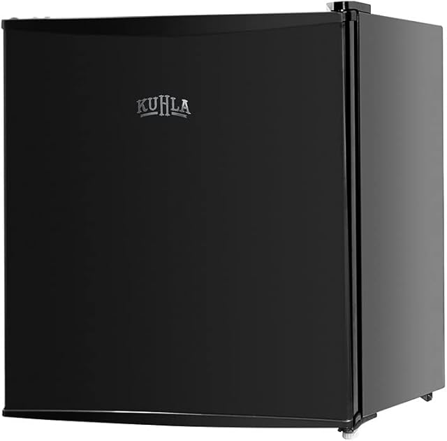 Kuhla 43 Litre Mini Fridge with Ice Box, Inc Adjustable Thermostat, Door Racks and Removable Shelf, Small Drinks Fridge Ideal for Home and Office  Black, KTTF4BGB