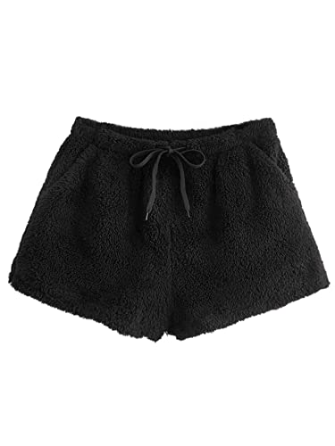 SweatyRocks Women's Casual Fuzzy Pajama Shorts Fleece Lounge Short
