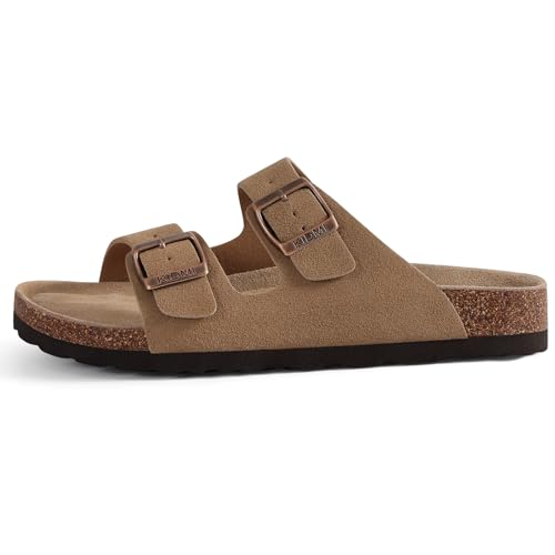 Image of KIDMI Unisex Summer Sandals Arch Support Cork Footbed Slide Sandals with Double Adjustable Buckle for Women Men