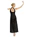 inlzdz Women's Lyrical Sequined Cut Out Ballet Dance High Split Overlay Mesh Maxi Dress Leotard Black Medium
