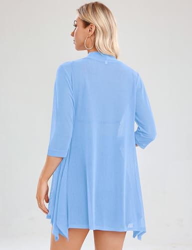 Image of iClosam Women Casual 3 /4 Sleeve Sheer Open Front Cardigan Sweater Kimono