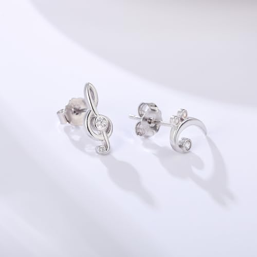 925 Sterling Silver Music Note Earrings Stud Musical Treble Bass Clef Jewelry Gifts Ideas for Music Lovers Women Musician Students3