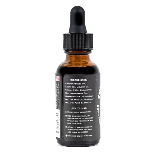 Image of Badass Beard Care Beard Oil For Men - The Bushwhacker Scent 1 oz - All Natural Ingredients Keeps Beard and Mustache Full Soft and Healthy