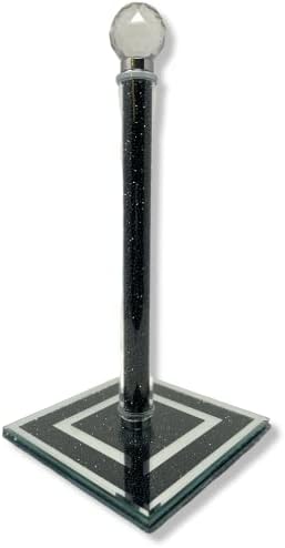 Kitchen Roll Holder Chrome Finish Wall Mounted Tissue Towel Roll Holder Free Standing Diamante for kitchen home decoration Black-Size:34x13x13