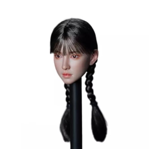 Sculpte tête Asie 1/6 avec frange noire double tresse pour figurine féminine de collection