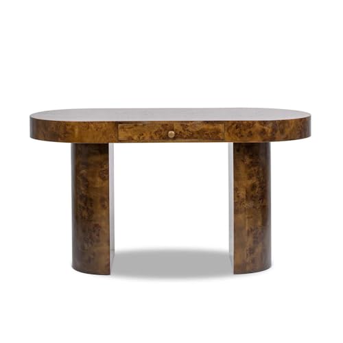 Jennifer Taylor Home Jesse 55.5" Single Drawer Oval Computer Desk, Dark Brown Burl Wood by Jennifer Taylor Home - Image 2
