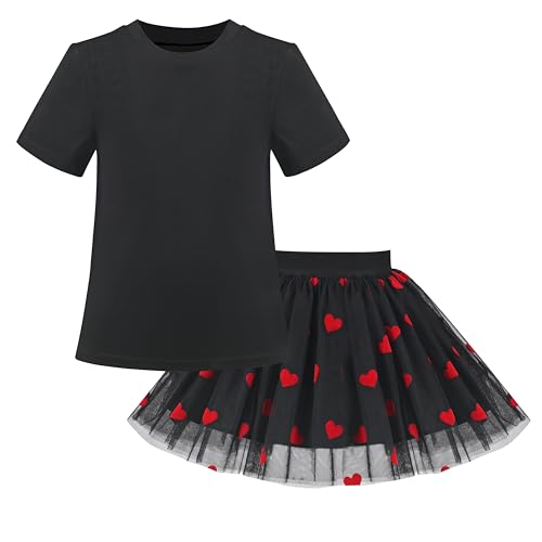 Image of Sunny Fashion Girls Gray 2 Piece Shirt Butterfly Multicolor Rainbow Floral Skirt
