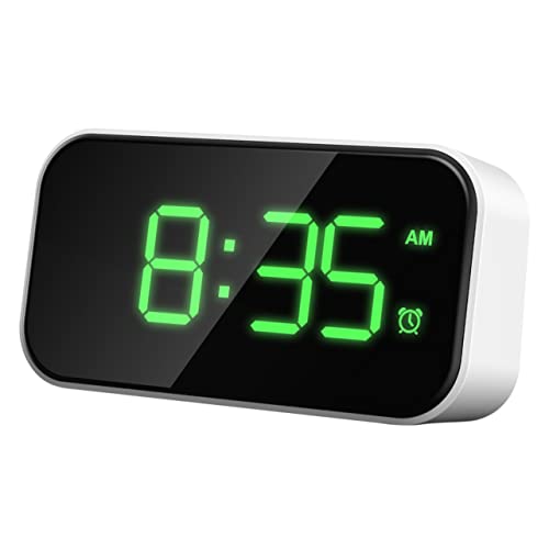MUCKLILY Despertador Blanco Pantalla Completa Reloj Led Compacto para Dormitorio Escritorio Despertador De Pantalla Carga USB