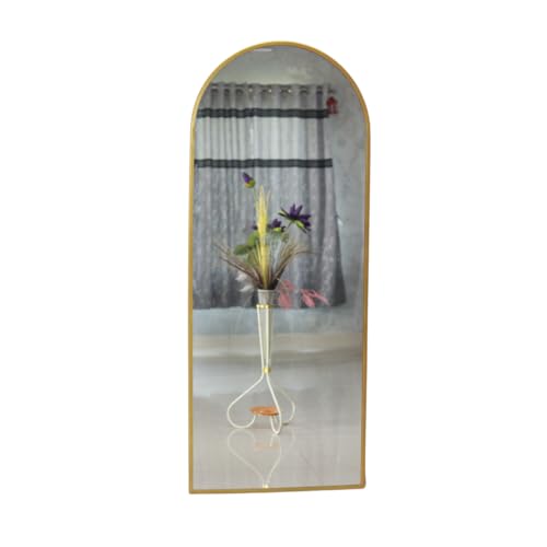 Image of Modern Elegance Semi Circle Wall-Mounted Mirror Metal Framed Wall Mirror Bathroom Mirror Living Room Mirror Home Decor Mirror 24 x 60 Inches Color Golden MF 93