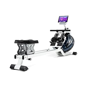 Capital Sports Flow waterroeitrainer roeibank, 80 cm rails, waterweerstand: 6 standen/max. 14 liter, ruimtebesparend, trainingscomputer met LC-display, tablethouder, aluminium & staal, wit