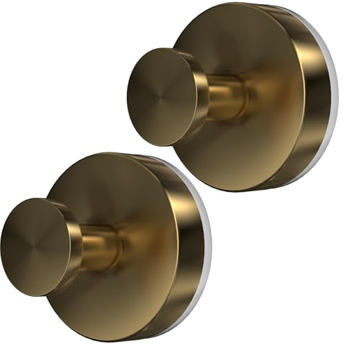 Suction Cup Hooks for Shower, 2 PCS No-Drill Towel Holder for Bathrooms Wall, Glass Door, Mirror, Tiles, Kitchen, Hold Robe & Wreath, Hanging up to 15 lbs – Waterproof & Rustproof, Loofah-Gold