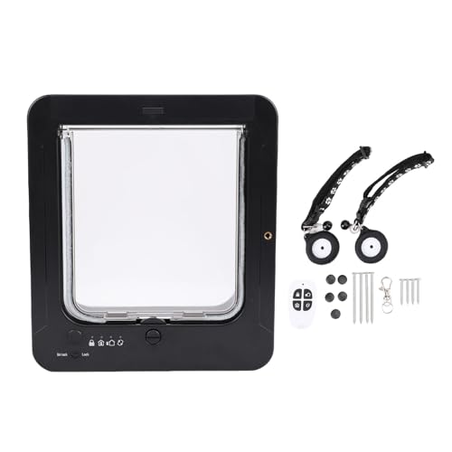 CHEOTIME Puerta Inteligente para Gatos, Puerta para Gatos con Sensor automático Inteligente con 2 sensores de Collar Interior, Puerta para Gatos con Bloqueo de 2 vías y Control