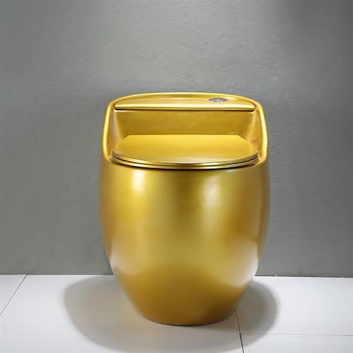 Inodoro One Piece Doble Descarga con Asiento de Cierre Suave, Altura Universal Moderna para Confort, Inodoro Cerámico Sifónico Dorado Silencioso para Baño en Casa y Hotel, A-66x43x55cm miniatura 3