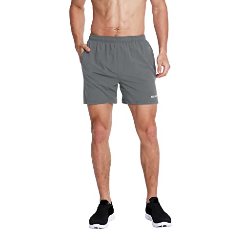 Image of EZRUN Men's 5 Inches Running Workout Shorts Quick Dry Lightweight Athletic Shorts with Liner Zipper Pockets