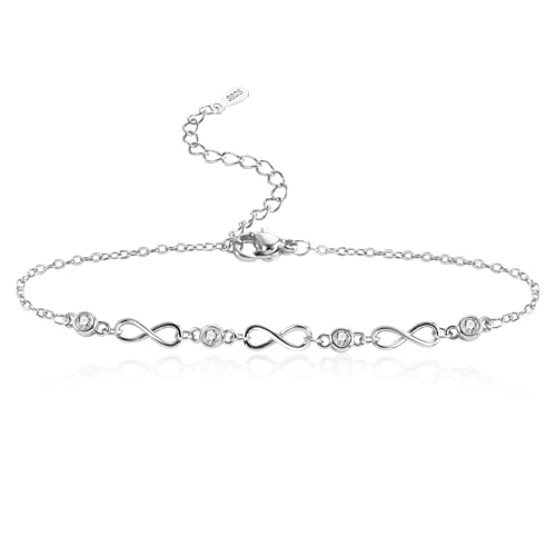 ALEXCRAFT Pulsera de Plata 925 para Mujer y Niñas, Pulsera Ilimitado Con...