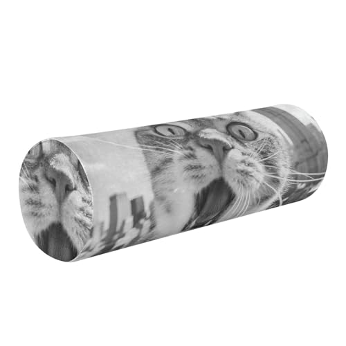 The Empire State Building Cat Selfie - Almohada lumbar redonda con rodillo para masaje y soporte lumbar cervical para dormir
