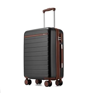 Kono Cabin Suitcase 55x40x20 Lightweight ABS + PC Hard Shell Carry On Hand Luggage Trolley Case Small Travel with Spinner Wheels (Grey/Brown)