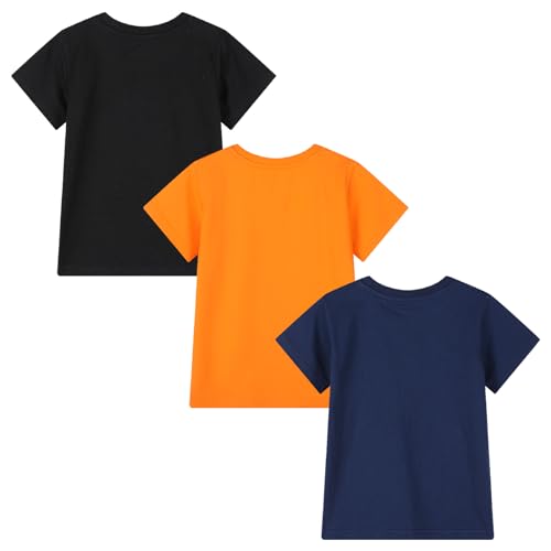 Image of HILEELANG Kids Boy Basic Plain Cotton T-Shirts Short Sleeve Crew Neck Summer Tees 4packs 6-12 Years