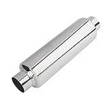 Schalldämpfer, 305 mm Edelstahl Auto Auspuff Schalldämpfer mit 63 mm Luftauslass Universal sportauspuff Durchgangsschalldämpfer Schalldämpfers Spitze Auto-Endschalldämpfer