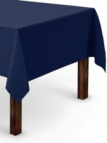 Image of Gee Di Moda Rectangle Tablecloth - 60 x 102 Inch Navy Blue Table Cloth for 6 Foot Rectangle Tables - Heavy Duty Washable Fabric - for Holiday Party, Dinner, Weddings, Baby Shower & Events