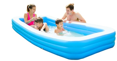 Inflatable Swimming Kiddie Pool, Size 120' X 72' X 22' Large Blow Up Pool for Family Backyard Outdoor Toddler,Big Rectangle Pools for Children,