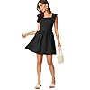 Romwe-Womens-Cute-Tie-Back-Ruffle-Strap-A-Line-Fit-and-Flare-Flowy-Short-Dress ROMWE Women's Cute Tie Back Ruffle Strap A Line Fit and Flare Flowy Short Dress Black M