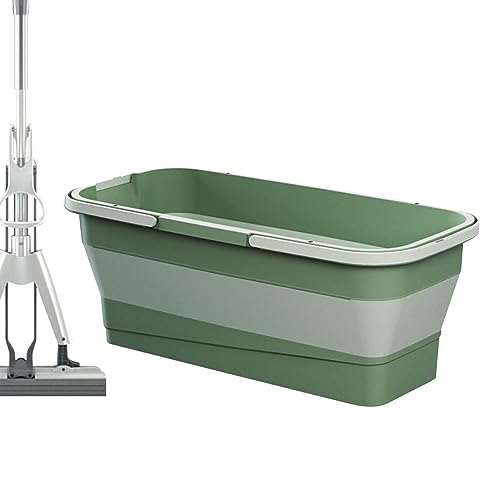Besreey Cubo de fregado de piso, cubo plegable rectangular plegable cesta de lavado con asas, cesta de almacenamiento plegable grande, cubo plegable portátil, cesta práctica para limpieza de la casa