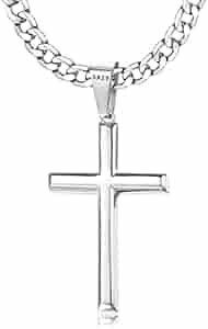 Rwqian Kruisketting voor heren, kruis, zilver, goud, zwart, roestvrij staal, mannen, hanger, kruis, halsketting, sieraad voor dames, 40 - 61 cm, Roestvrij staal, Geen edelsteen