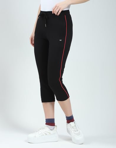 Image of Monte Carlo Women Regular Fit Capri | Calf Length | 3 /4th Solid Pyjama| Drawstring Closure | Nightwear Capri for Women's Navy