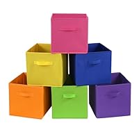 Nagoyuki 6 PCS Cube Storage Bins Colorful Foldable Storage Cubes Storage Box 11'' Kids for Classroom Decor Bins Foldable Toy Baskets for Playroom Nursery (Dark Colorful)