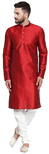 Maple Clothing Self Design Men's Kurta Pajama Set Indian Party Wear