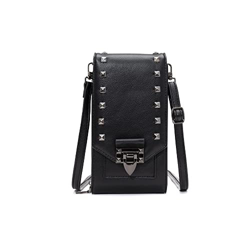 Leather Crossbody Bags for Women, Small Crossbody Phone Bags Cellphone Wallet Purse for Women, Fashion Rivet Bag