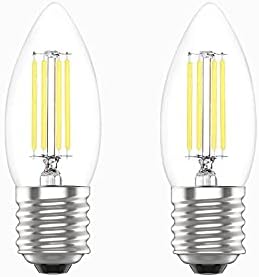 YBTOP LED E27 Edison Screw Candle Bulb,4W (Equivalent to 40W),6000K Daylight White,Non-dimmable Clear Filament,Pack of 2