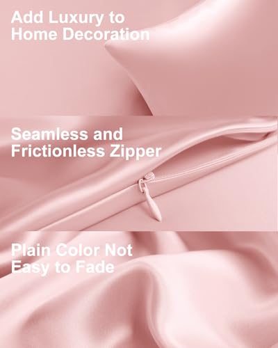 THXSILK Set of 2 Mulberry Silk Pillowcase for Hair and Skin, Both Sides Real Mulberry Silk Pillow Cases with Hidden Zipper, Organic Silk Pillowcase Standard Size 20×26 inches, Light Pink