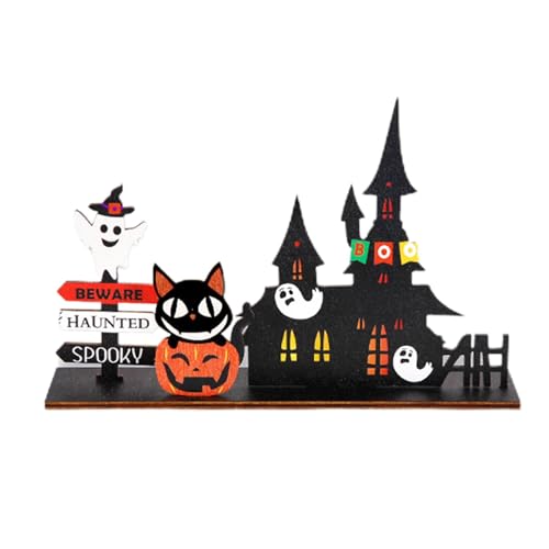 Decoración de murciélagos de castillo de Halloween, decoración de mesa de madera de Halloween, Decoración rústica de bandeja con niveles de granja, Letrero de mesa con bandeja escalonada de madera rús