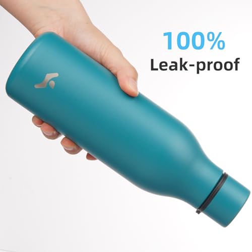 Image of Konokyo 18 oz Insulated Stainless Steel Metal Water Bottle with Strap | BPA-free, leak-proof, dishwasher-safe reusable bottle with strap for gym, school, hiking, outdoor travel & hydration