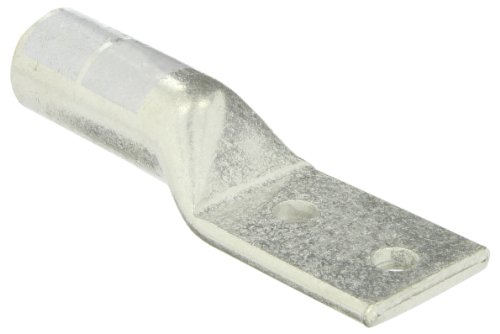 Burndy YA442N Two Hole Hylug Code Conductor Long Barrel Copper Compression Terminal, 1000 kcmil Conductor, 1/2" Stud Hole Size, 1-3/4" Stud Hole Spacing, 2.17" Tongue Width, 7.14" Length