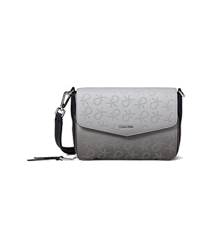 Image of Calvin Klein Women's Ava Novelty Demi Shoulder Bag, Black Multi Perf Logo, One Size