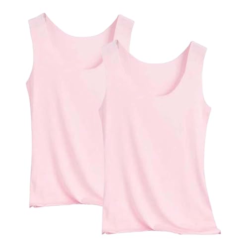 Pack de 2 camisetas sin mangas para mujer, camiseta interior elástica, sin mangas, ropa interior de verano, camiseta ajustada, ligera, cuello en U, camiseta de tirantes, monocolor, camiseta interior