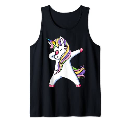 Dabbing Unicorn Tee Unicornios Rainbow Squad Party Gift Camiseta sin Mangas